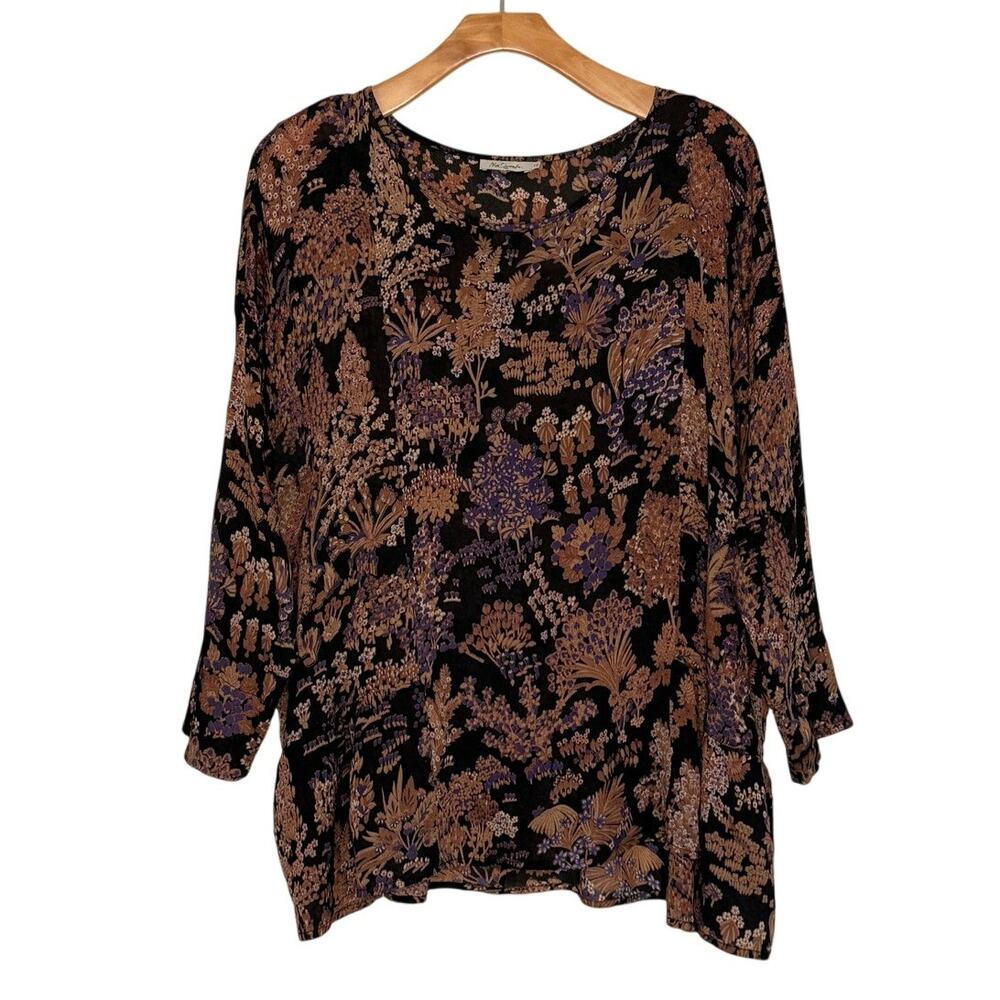 Mes Demoiselles Elegant floral Silk Blouse Tunic size 16